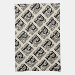 Linge De Cuisine LETTRE P Vintage Céleste Knot Monogramme