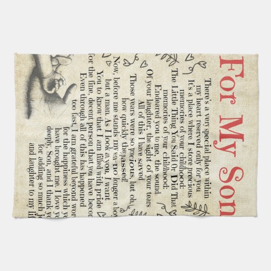 Linge De Cuisine Lettre personnalisée à mon fils, anniversaire (Horizontal)