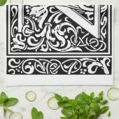 Linge De Cuisine Lettre Z Monogramme médiéval Art Nouveau (Plié)