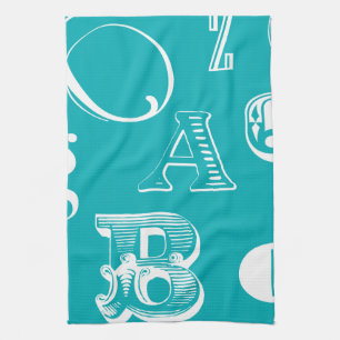 Linge De Cuisine Lettres décoratives sur l'arrière - plan bleu