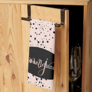 Linge De Cuisine Lettres élégantes Rose Gold sur Cuisine noire