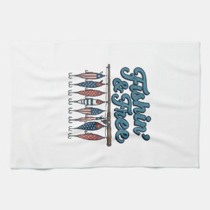 Linge De Cuisine Leurre de pêche patriotique vintage Fishin '& Free