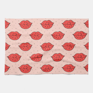 Linge De Cuisine Lèvres caricaturales : motif féministe de doodle.
