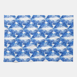 Linge De Cuisine Lèvres Parties scintillant bleues