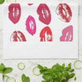 Linge De Cuisine lèvres roses et rouges (Plié)