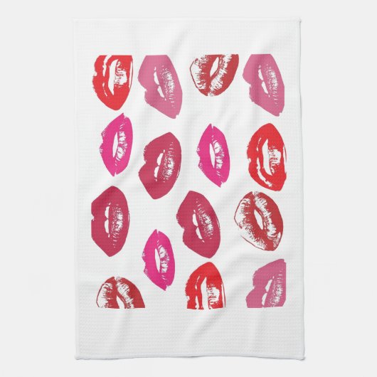 Linge De Cuisine lèvres roses et rouges (Vertical)