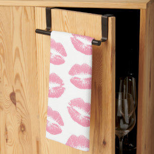 Linge De Cuisine Lèvres Roses, Motif De Lèvres, Rouge Rose, Baiser