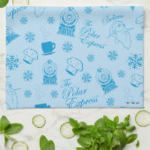 Linge De Cuisine L'Express polaire | Motif d'icône de vacances bleu (Plié)