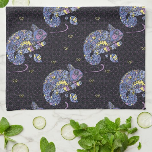 Linge De Cuisine Lézard de Zentangle (Plié)