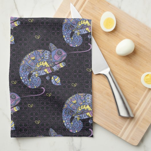 Linge De Cuisine Lézard de Zentangle (Quart Plié)