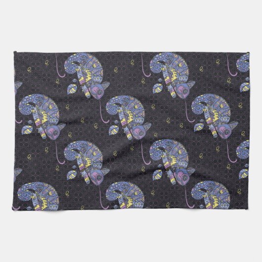 Linge De Cuisine Lézard de Zentangle (Horizontal)