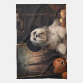 Linge De Cuisine Lhasa Apso Citrouilles Halloween Épouvantable (Vertical)