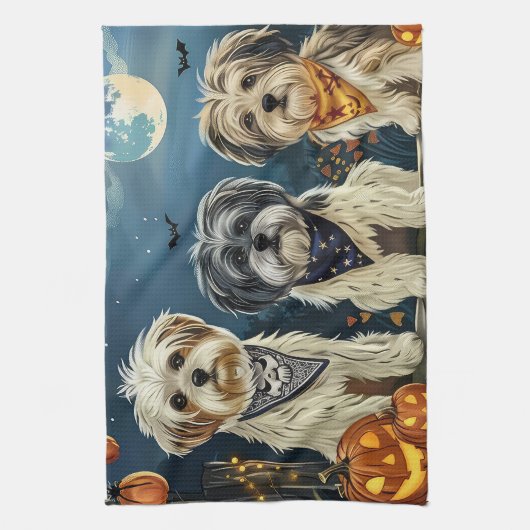 Linge De Cuisine Lhasa Apso Halloween Éffrayant (Vertical)