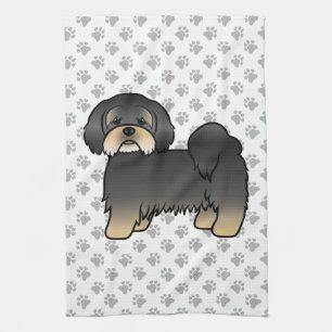 Linge De Cuisine Lhasa Apso noir et feu Chien de dessin animé migno