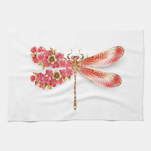 Linge De Cuisine libellule de fleurs avec sakura de bijoux (Horizontal)