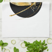 Linge De Cuisine libellule d'or en cercle noir (Plié)