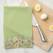 Linge De Cuisine libellule fleur sauvage citron vert et papillon (Quart Plié)