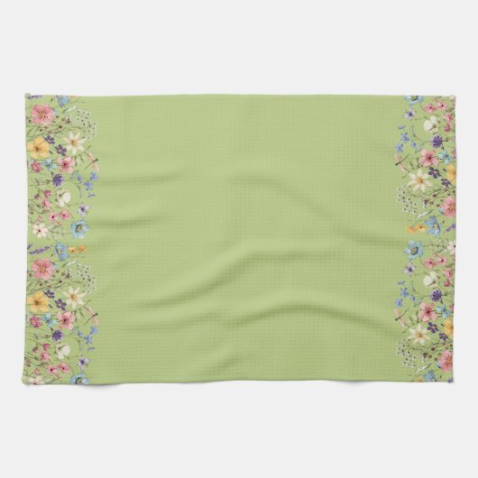 Linge De Cuisine libellule fleur sauvage citron vert et papillon (Horizontal)