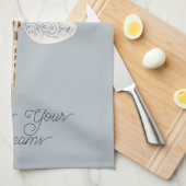 Linge De Cuisine Libellule grise bleue bronze blanc (Quart Plié)