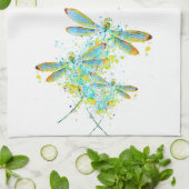 Linge De Cuisine Libellule sarcelle éclaboussure  (Plié)