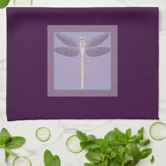 Linge De Cuisine libellule violette (Plié)