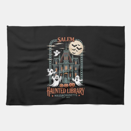 Linge De Cuisine Librairie Halloween Chemise Haunted Library (Horizontal)