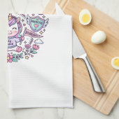 Linge De Cuisine Licorne avec des frontières Charme Vêtements Graph (Quart Plié)