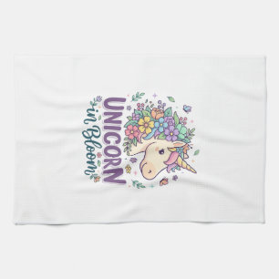 Linge De Cuisine Licorne en fleurs, typographie gras, impression à