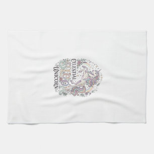 Linge De Cuisine Licorne Fleur Céleste Licorne Premium Vecteur Typ