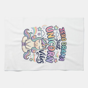 Linge De Cuisine Licorne Zéro Drame Juste Licorne Vibes Gras Typogr