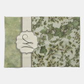 Linge De Cuisine Lierre florentin d'aquarelle avec le monogramme (Horizontal)