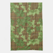 Linge De Cuisine Lierre vert sur plaid doré noir (Vertical)