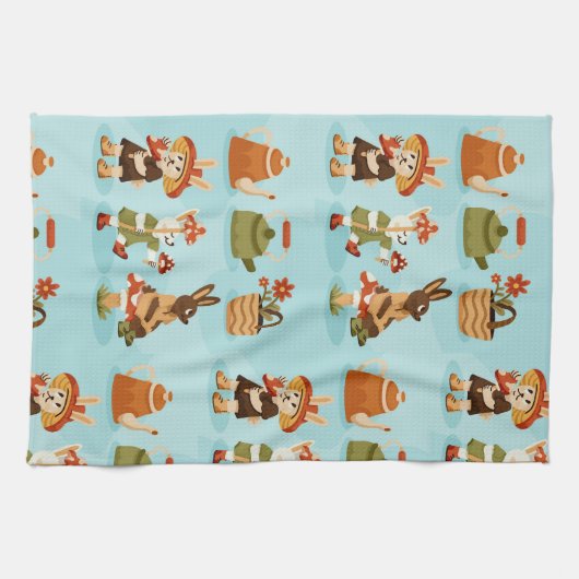 Linge De Cuisine light blue background features cows (Horizontal)