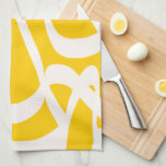 Linge De Cuisine Ligne Abstraite jaune<br><div class="desc">Formes Abstraites - Motif rayé - arrière - plan jaune avec lignes blanches.</div>