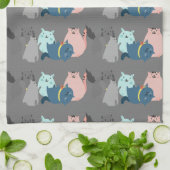 Linge De Cuisine Ligne d'art graphique Dessin Cartoons de chat (Plié)