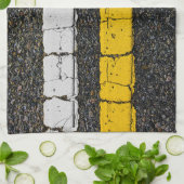 Linge De Cuisine Ligne double jaune blanc (Plié)