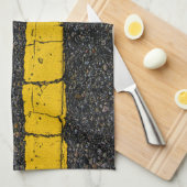 Linge De Cuisine Ligne double jaune blanc (Quart Plié)