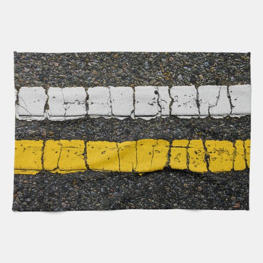 Linge De Cuisine Ligne double jaune blanc (Horizontal)