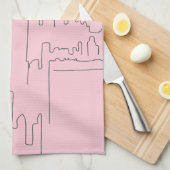 Linge De Cuisine Ligne minimale rose de New York (Quart Plié)