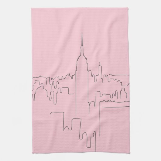 Linge De Cuisine Ligne minimale rose de New York (Vertical)