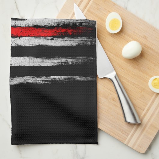 Linge De Cuisine Ligne rouge mince (Quart Plié)