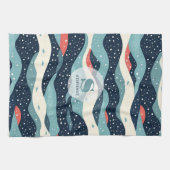 Linge De Cuisine Lignes Abstraites avec points de flocon de neige (Horizontal)
