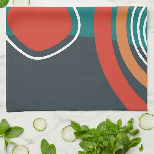 Linge De Cuisine Lignes arc-en-ciel Abstraites oeuvre boho (Plié)