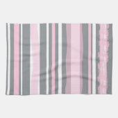 Linge De Cuisine Lignes blanches gris rose Art Abstrait (Horizontal)