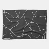 Linge De Cuisine Lignes blanches sur noir (Horizontal)