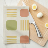 Linge De Cuisine Lignes Carrés modernes du milieu du siècle Vert or (Quart Plié)