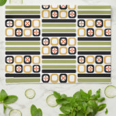 Linge De Cuisine Lignes Carrés Retro Atomic Art Multicolore (Plié)