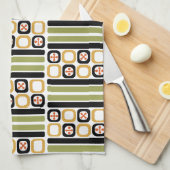 Linge De Cuisine Lignes Carrés Retro Atomic Art Multicolore (Quart Plié)