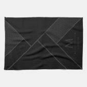 Linge De Cuisine Lignes courbes géométriques modernes en noir et gr (Horizontal)