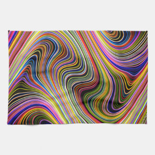 Linge De Cuisine Lignes Courbes Multicolores Modernes Et Élégantes